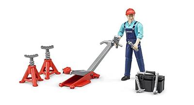 Bruder monteur met krik en gereedschap