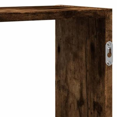 Wandschap 129x18x42 cm bewerkt hout gerookt eikenkleurig