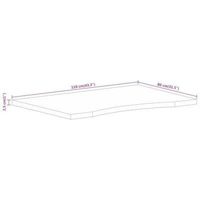Bureaublad met ronding 110x80x2,5 cm massief ruw mangohout
