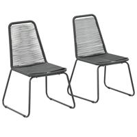 Tuinstoelen 2 st poly rattan zwart - thumbnail