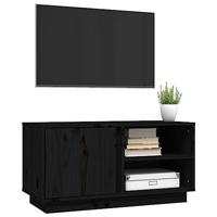Tv-meubel 80x35x40,5 cm massief grenenhout zwart - thumbnail