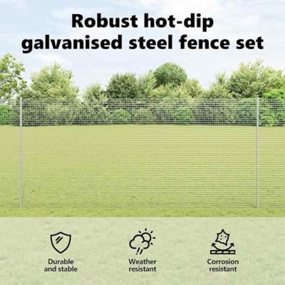 VidaXL Hek met paal zilver 1,4 x 25 m staal