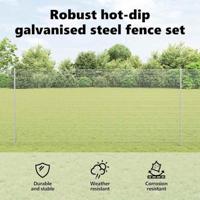 VidaXL Hek met paal zilver 1,4 x 10 m staal - thumbnail