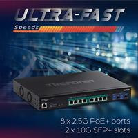 TRENDnet TPE-3102WS 10-poorts 2.5G-switch, Web Smart PoE+ met 10G SFP+ sleuven - thumbnail