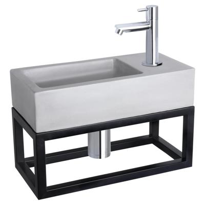 Differnz Ravo fonteinset beton lichtgrijs kraan recht chroom 38.5 x 18.5 x 9 cm met handdoekrek