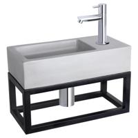 Differnz Ravo fonteinset beton lichtgrijs kraan recht chroom 38.5 x 18.5 x 9 cm met handdoekrek - thumbnail