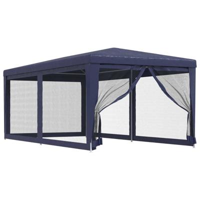 Partytent met 6 mesh zijwanden 3x6 m HDPE blauw Partytent met 6 mesh zijwanden 3x6 m HDPE blauw