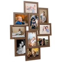 VidaXL Fotolijst voor 10x(10x15 cm) foto mdf lichtbruin - thumbnail