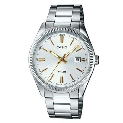 Casio LADY DATE - ARGENTEE, GOLD INDEXES (Ø 30 mm) (Ø 32 mm) Dames horloge