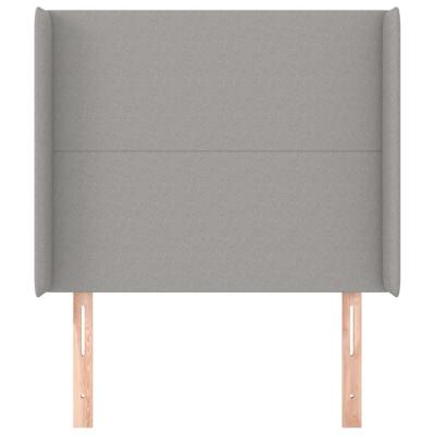 Hoofdbord met randen 103x16x118/128 cm stof lichtgrijs - thumbnail