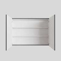 Spiegelkast BWS Cube 100x70x16 cm 2 Deuren Antraciet met Mat Wit - thumbnail