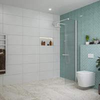 Fortifura Galeria inloopdouche - 50x200cm - ribbelglas - wandarm - mat wit SW797947/SW797908 - thumbnail