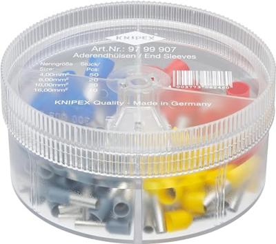 Knipex 97 99 907 Assortiment adereindhulzen 4 mm², 6 mm², 10 mm², 16 mm² Deels geïsoleerd Grijs, Geel, Rood, Blauw 100 stuk(s)
