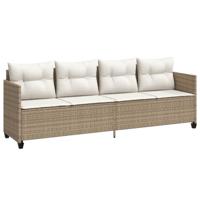 Ligbed met kussens poly rattan beige - thumbnail