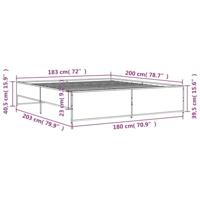 Bedframe bewerkt hout metaal sonoma eikenkleurig 180x200 cm - thumbnail