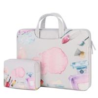 Cartoon zachte PU lederen draagbare waterdichte handheld notebook draagtas met Power tas grootte: 14 inch (parfum grijs) - thumbnail