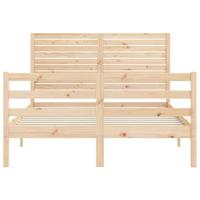 Bedframe met hoofdbord massief hout 140x200 cm - thumbnail