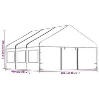 Prieel met dak 6,69x5,88x3,75 m polyetheen wit - thumbnail