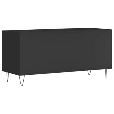 Platenkast 100x38x48 cm bewerkt hout zwart - thumbnail