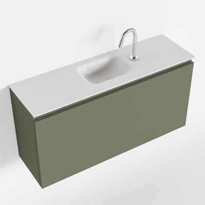 MONDIAZ OLAN 100cm toiletmeubel army. LEX wastafel talc midden 1 kraangat