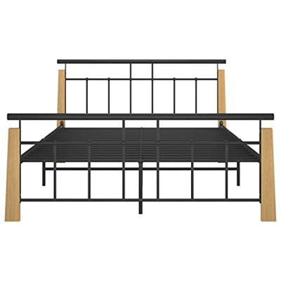 Bedframe metaal en massief eikenhout 140x200 cm