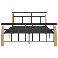 Bedframe metaal en massief eikenhout 140x200 cm - thumbnail