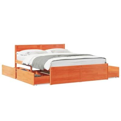 Bedframe zonder matras massief grenenhout wasbruin 150x200 cm Bedframe zonder matras massief grenenhout wasbruin 150x200 cm