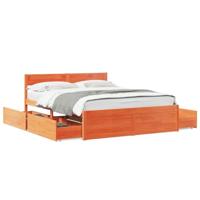 Bedframe zonder matras massief grenenhout wasbruin 150x200 cm - thumbnail