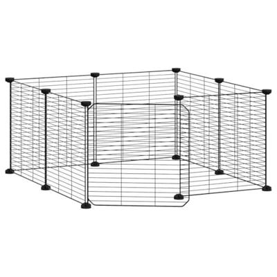 VidaXL Huisdierkooi met 8 panelen en deur, zwart 35x35 cm staal
