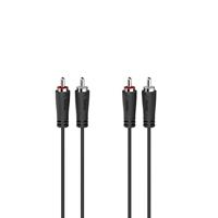 Hama Audiokabel, 2 cinch-stekkers - 2 cinch-stekkers, 5,0 m Luidspreker kabel Zwart - thumbnail