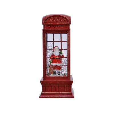 Kersttafereel in Telefooncel met LED en Muziek
