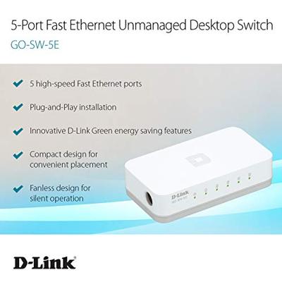 D-Link GO-SW-5E Netwerk switch 5 poorten 100 MBit/s D-Link GO-SW-5E Netwerk switch 5 poorten 100 MBit/s