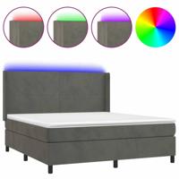 Boxspring met matras en LED fluweel donkergrijs 160x200 cm - thumbnail