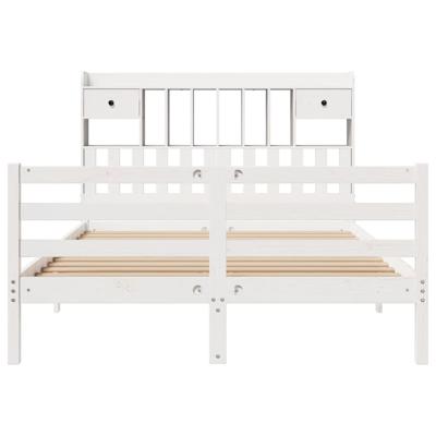 Bed met boekenkast zonder matras grenenhout wit 150x200 cm - thumbnail