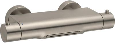 Saqu Essential waterfall thermostatische badkraan met watervaluitloop geborsteld staal