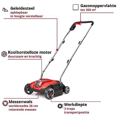Einhell GC-SC 18/28 Li Solo - Accu Verticuteerder | 18V | 280 mm | Zonder accu en lader - 3420604 3420604 - thumbnail