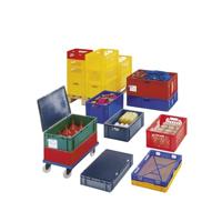 LA-KA-PE Transportstapelbak | L600xB400xH320mm | blauw PP handgreepopening | zijwanden gesloten | 1 stuk - TK600/320-0 BLAU TK600/320-0 BLAU - thumbnail