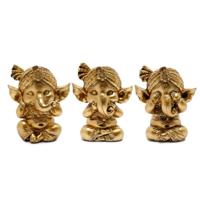 Set 3 gouden Ganesh Hoor Spreek Zie Geen Kwaad - thumbnail