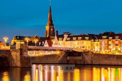 Schilderij - Maastricht, Sint Servaas brug , Multikleur , 3 maten , Premium print,