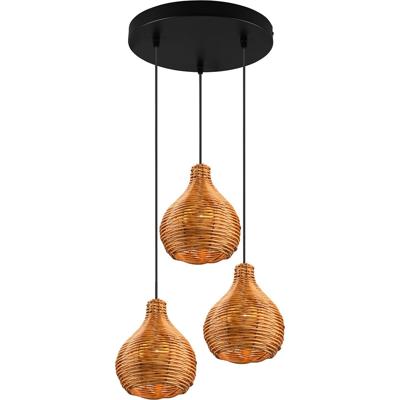 LED Hanglamp Hout Bruin - 3-Lichts E14 Fitting - Verstelbaar