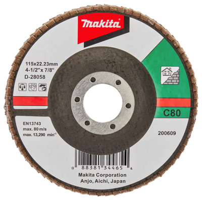 Makita Accessoires Lamellenschuurschijf 115mm C80 - D-28058 D-28058 Makita Accessoires Lamellenschuurschijf 115mm C80 - D-28058 D-28058