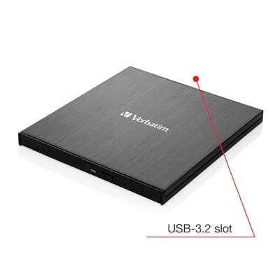 Verbatim Slimline Externe Blu-ray brander Retail USB-A 3.2 Gen 1 Zwart