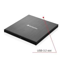 Verbatim Slimline Externe Blu-ray brander Retail USB-A 3.2 Gen 1 Zwart - thumbnail