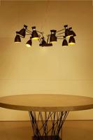 Retro hanglamp 12 armen zwart met chroom accent is een designlamp van Alex & Manel Llusca jaren 60 - thumbnail