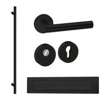 Hardbrass Voordeurset rond met XL-greep 1900mm SKG3 met kerntrekbeveiliging - zwart - thumbnail