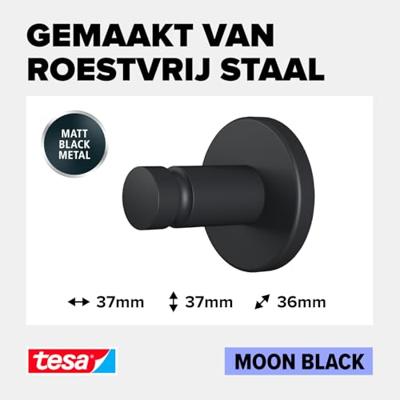 tesa MOON BLACK Handdoekhaak Lijm Metaal