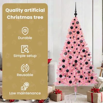 VidaXL Kunstmatig voorverlicht kerstboom met 300 led roze 180 cm pvc