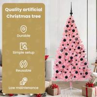VidaXL Kunstmatig voorverlicht kerstboom met 300 led roze 180 cm pvc - thumbnail