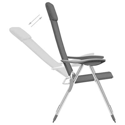 Campingstoelen 4 st inklapbaar aluminium grijs - thumbnail