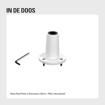 Elgato Wave Desk Plate White – Flensbevestiging voor Elgato-microfoonarmen, eenvoudige installatie met schroeven, geen klemmen of uitsparingen, montageschroeven van 1/4 – Voor houten bureaus en tafels